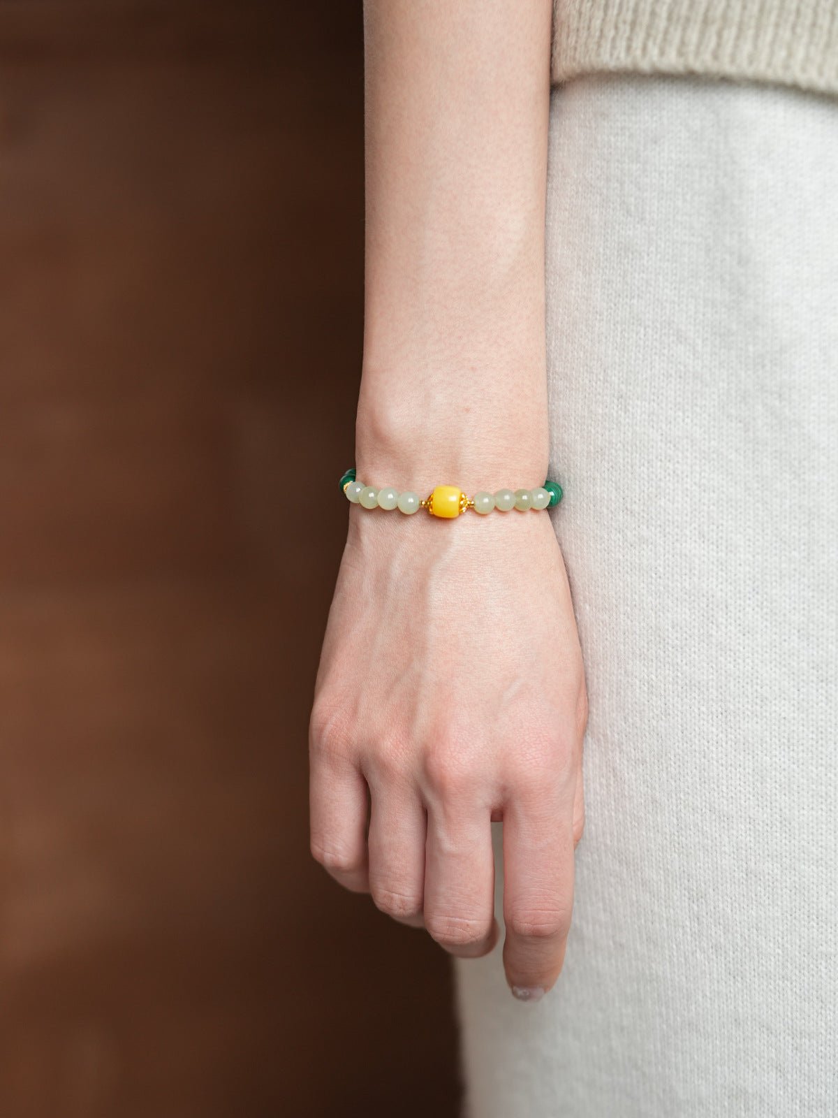 Serene Harmony Malachite, Jade & Aquamarine Crystal Bracelet Set - Lunaire Jewelry