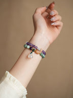 Serene Lotus Chalcedony & Amethyst Bracelet Set - Lunaire Jewelry
