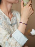 Serene Lotus Chalcedony & Amethyst Bracelet Set - Lunaire Jewelry