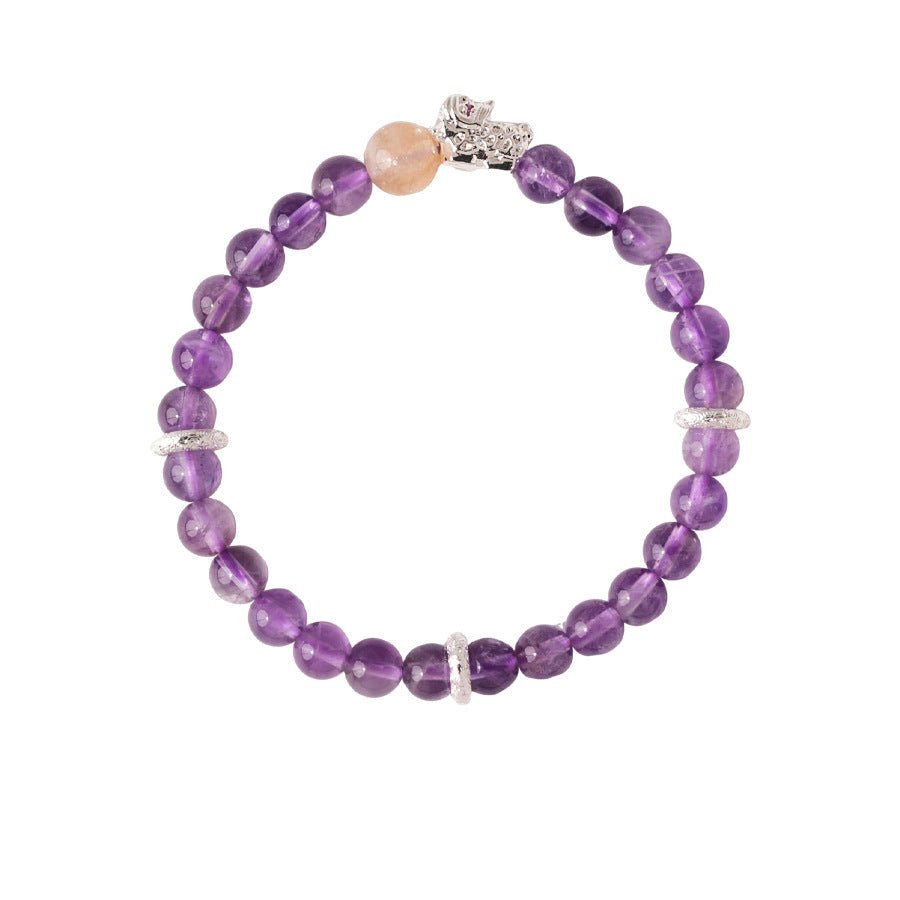 Serene Lotus Chalcedony & Amethyst Bracelet Set - Lunaire Jewelry