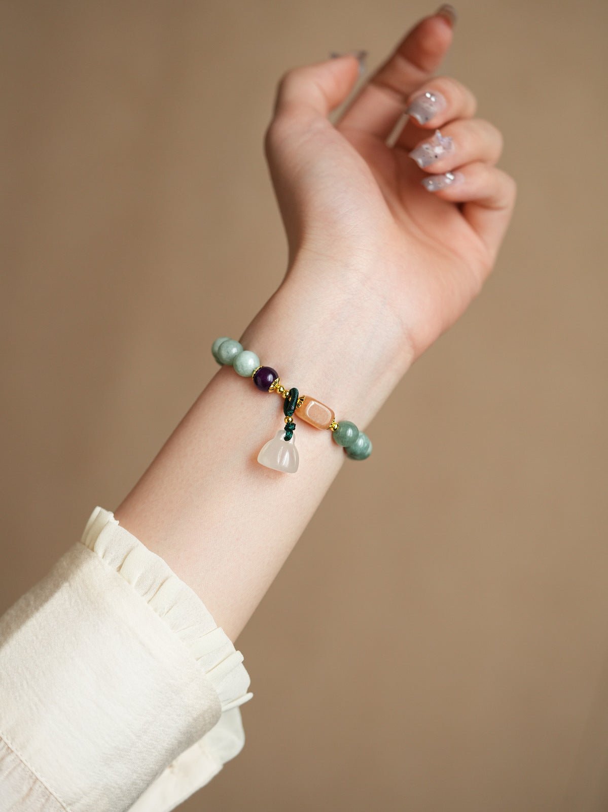 Serene Lotus Chalcedony & Amethyst Bracelet Set - Lunaire Jewelry