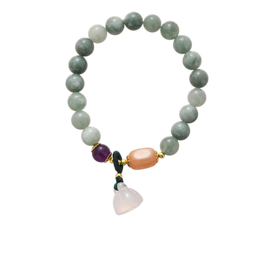 Serene Lotus Chalcedony & Amethyst Bracelet Set - Lunaire Jewelry