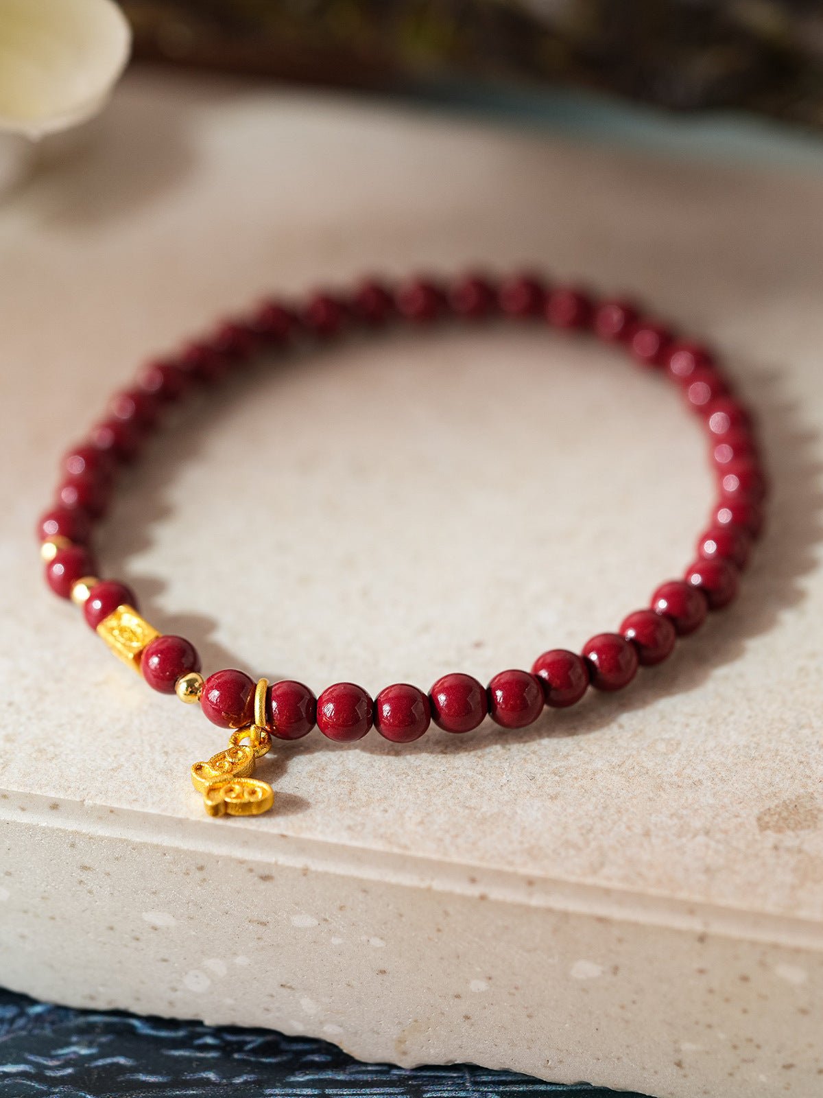 Serene Pearl & Cinnabar Bracelet Set with Jade Charm - Lunaire Jewelry