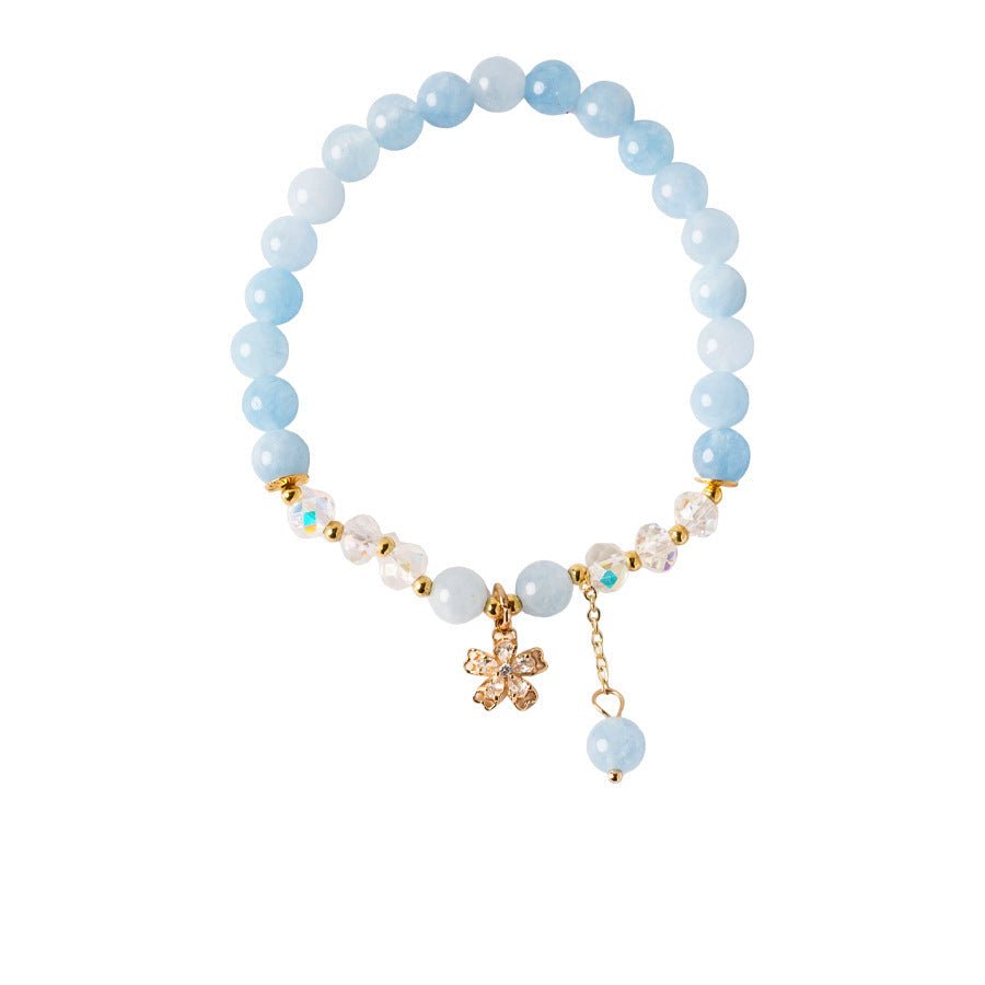 Serene Tide Aquamarine & Clear Crystal Bracelet Set - Lunaire Jewelry