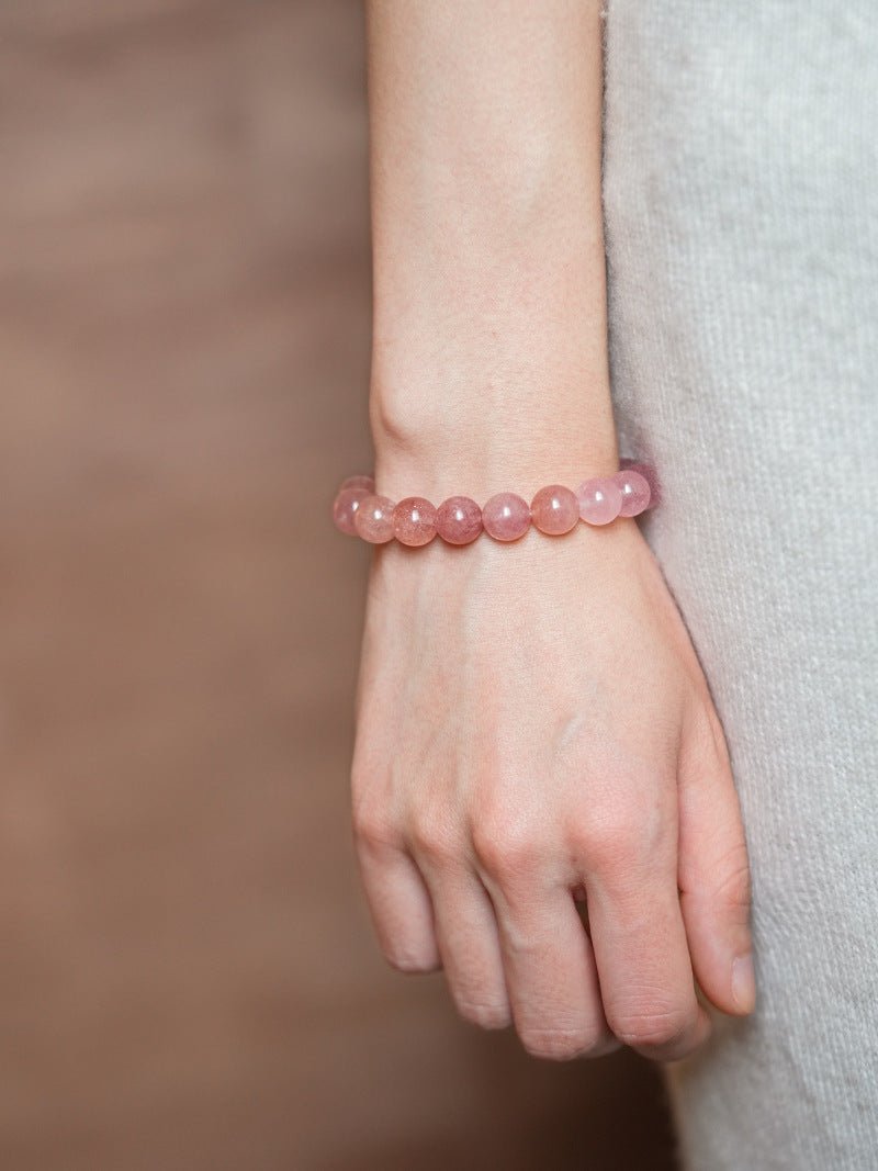 Strawberry Quartz & Multicolour Phantom Crystal Bracelet Set - Lunaire Jewelry