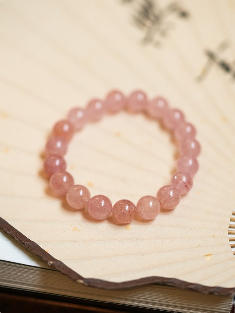 Strawberry Quartz & Multicolour Phantom Crystal Bracelet Set - Lunaire Jewelry