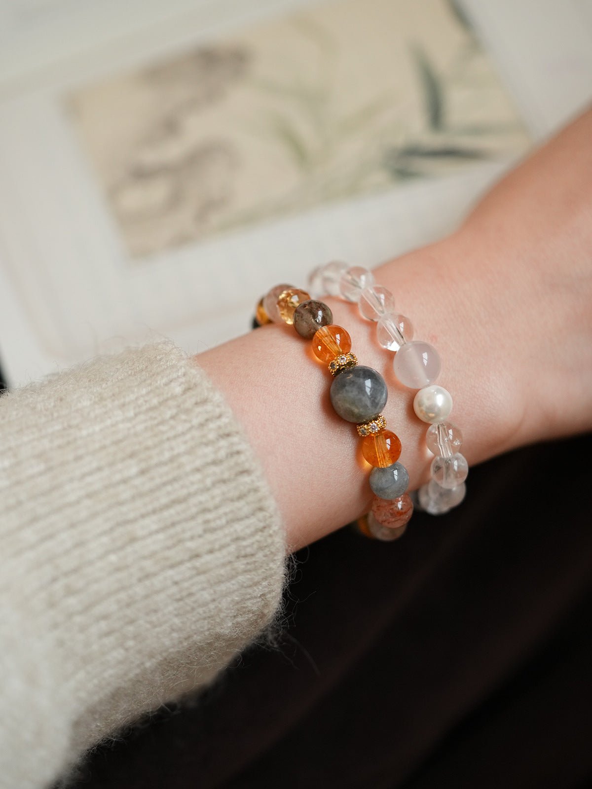 Sunlit Citrine & Clear Quartz Crystal Set - Lunaire Jewelry