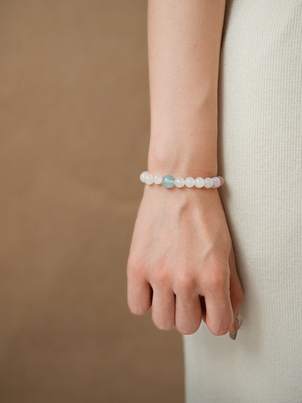 Sweet Bow White Agate & Rose Quartz Bracelet Set - Lunaire Jewelry
