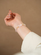 Sweet Bow White Agate & Rose Quartz Bracelet Set - Lunaire Jewelry