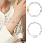 Sweet Bow White Agate & Rose Quartz Bracelet Set - Lunaire Jewelry