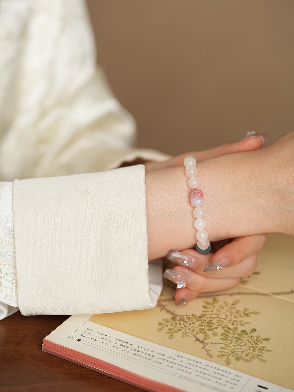 Sweet Bow White Agate & Rose Quartz Bracelet Set - Lunaire Jewelry