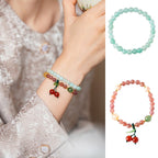 Sweet Strawberry Quartz & Green Jade Bracelet Set - Lunaire Jewelry